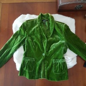 Pea Green Suede Blazer Coat